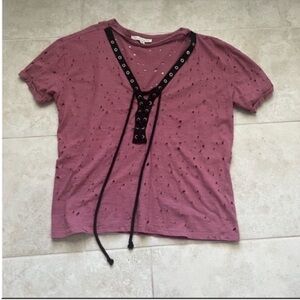Haute Monde Pink Tie Front T-Shirt